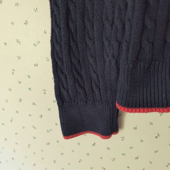 Brooks Brothers Cardigan Tennis Sweater Womens XL Navy Cotton Cable Knit *Pls Rd - Picture 14 of 16